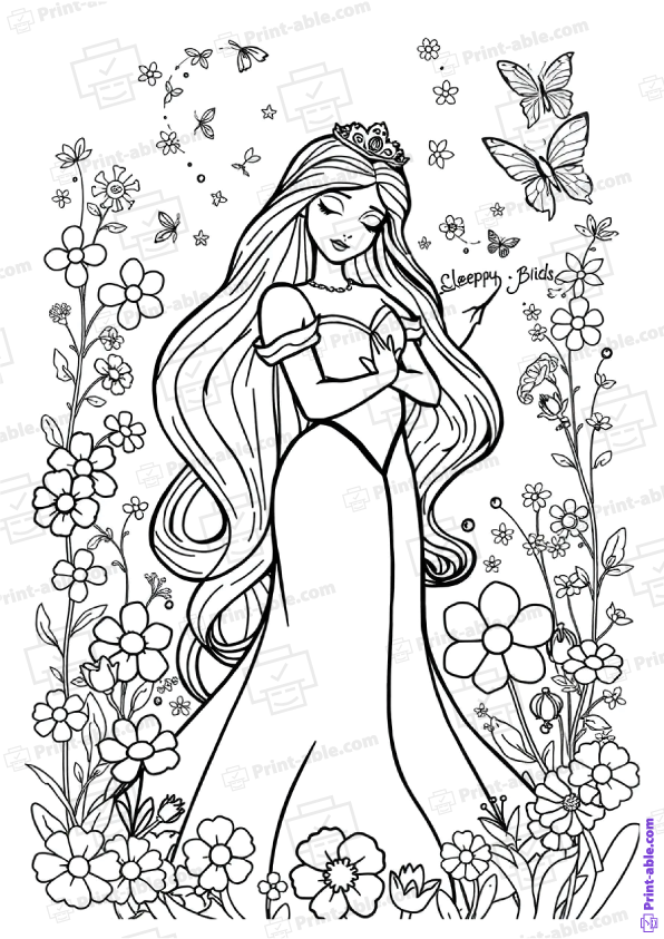 Sleeping Beauty Coloring Page Free Download