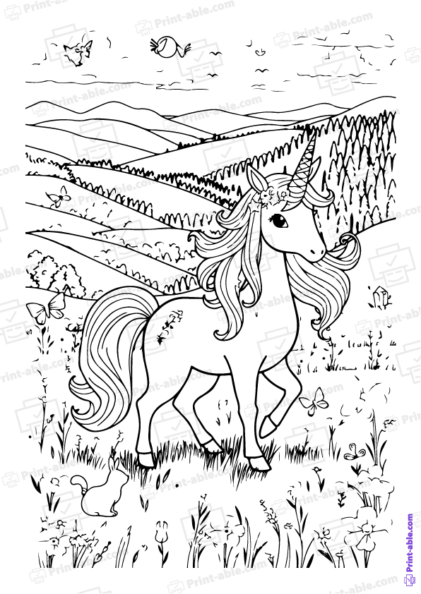 Unicorn Coloring Page Free Download