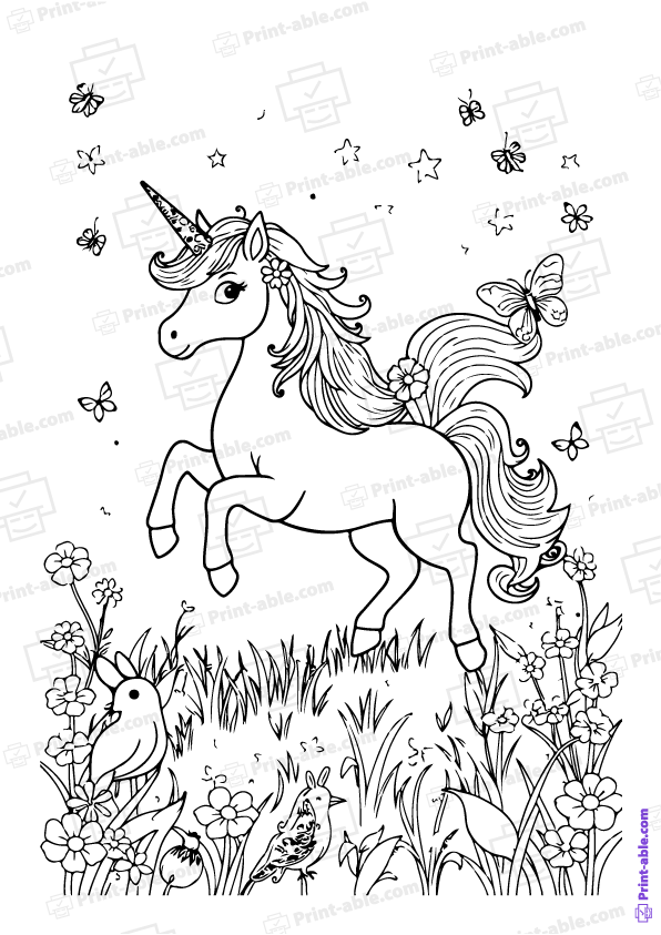 Unicorn Coloring Page Free Download