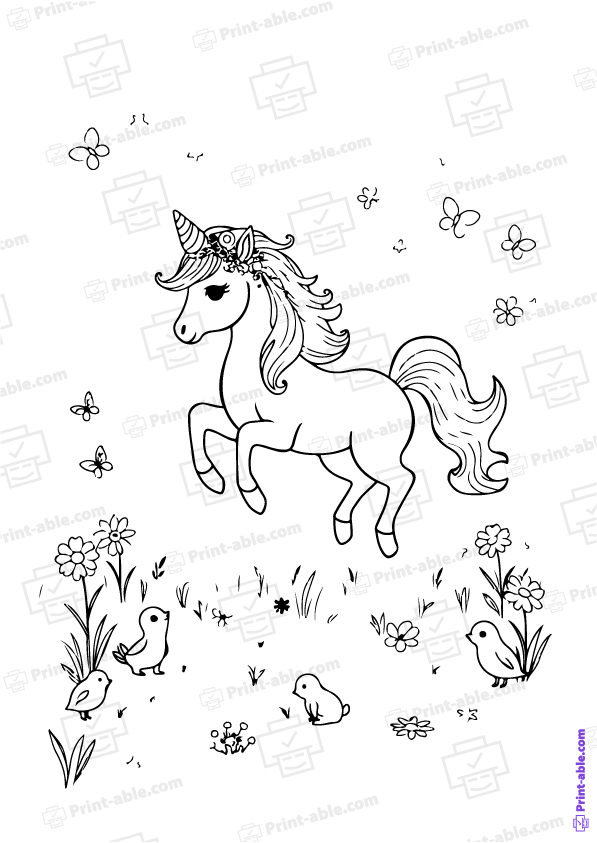 Unicorn Coloring Page Free Download