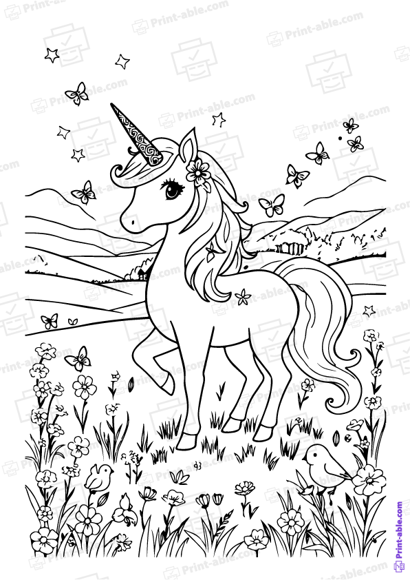 Unicorn Coloring Page Free Download