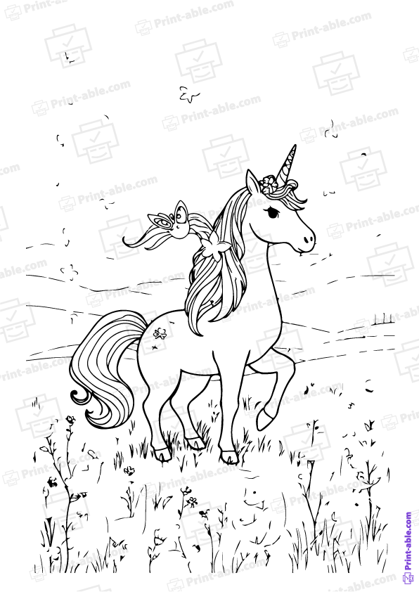 Unicorn Coloring Page Free Download