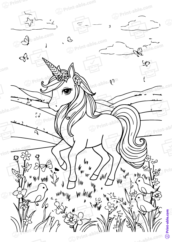 Unicorn Coloring Page Free Download