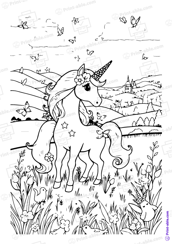 Unicorn Coloring Page Free Download