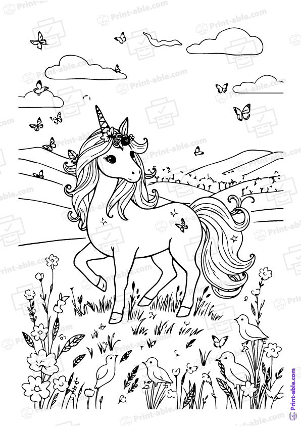 Unicorn Coloring Page Free Download