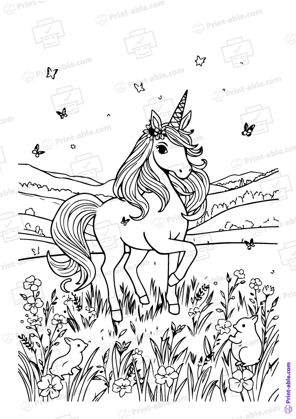 Unicorn Coloring Page Free Download