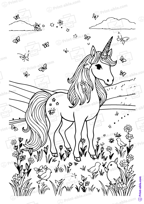 Unicorn Coloring Page Free Download