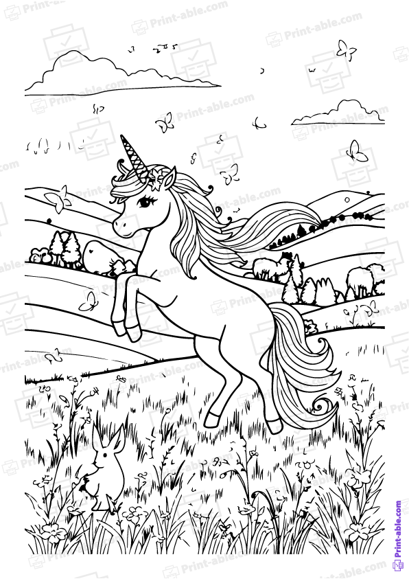 Unicorn Coloring Page Free Download