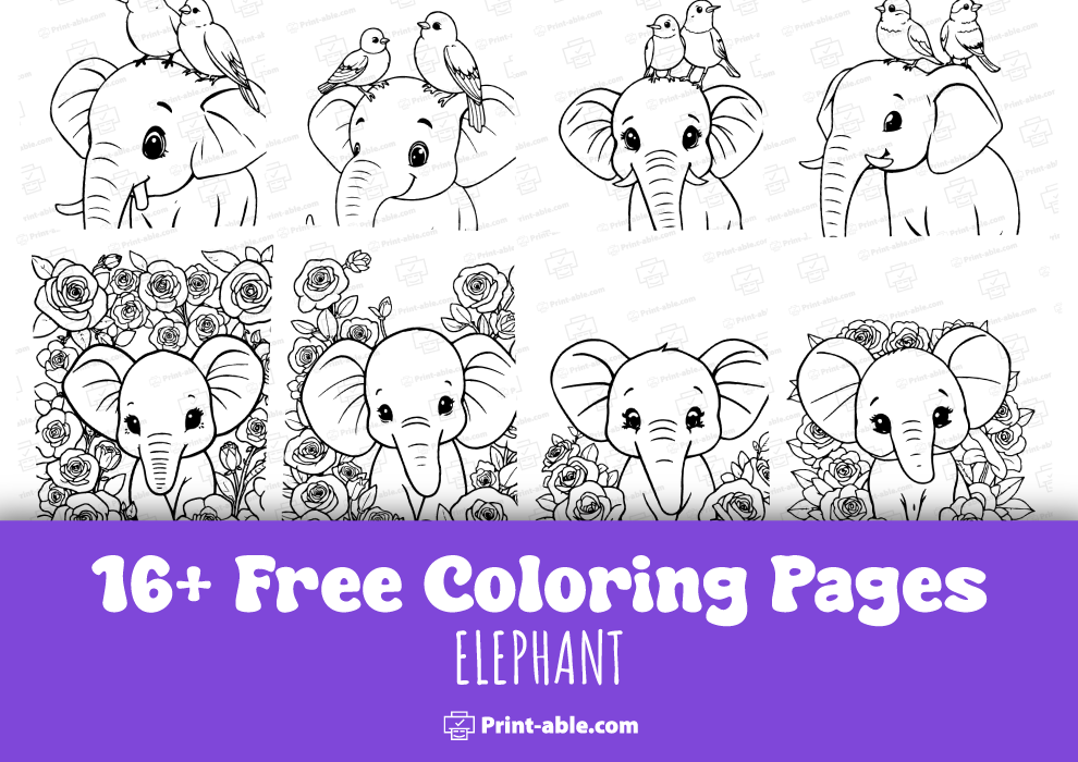 best elephant coloring page free download