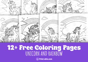 best unicorn and rainbow coloring page